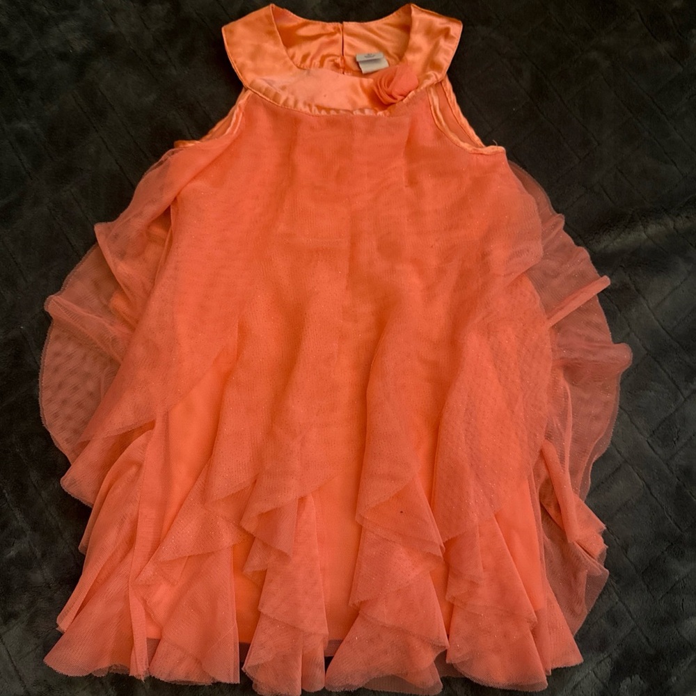 Healthtex Vibrant Orange Ruffled Kids Dress